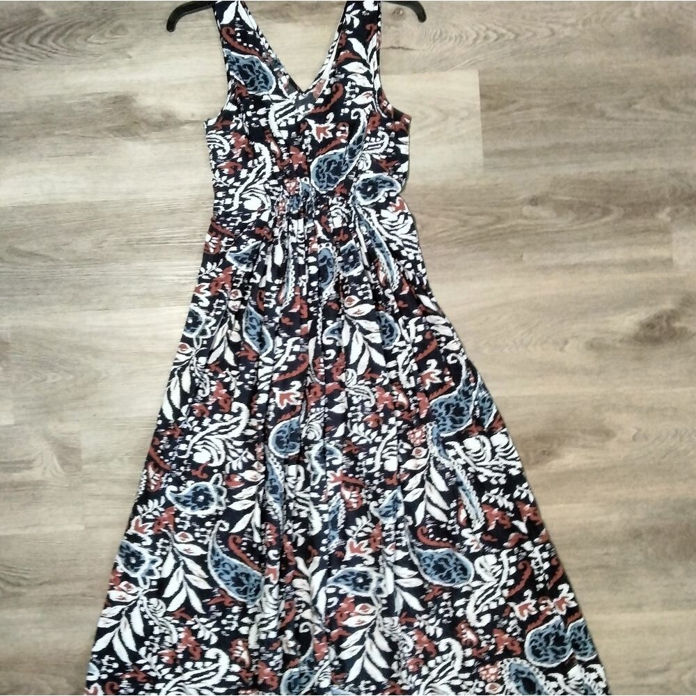 Lucky Brand Maxi Women's Dress Sleeveless Paisley V-Neck